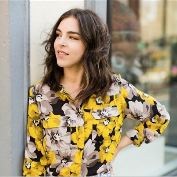 black and yellow floral top